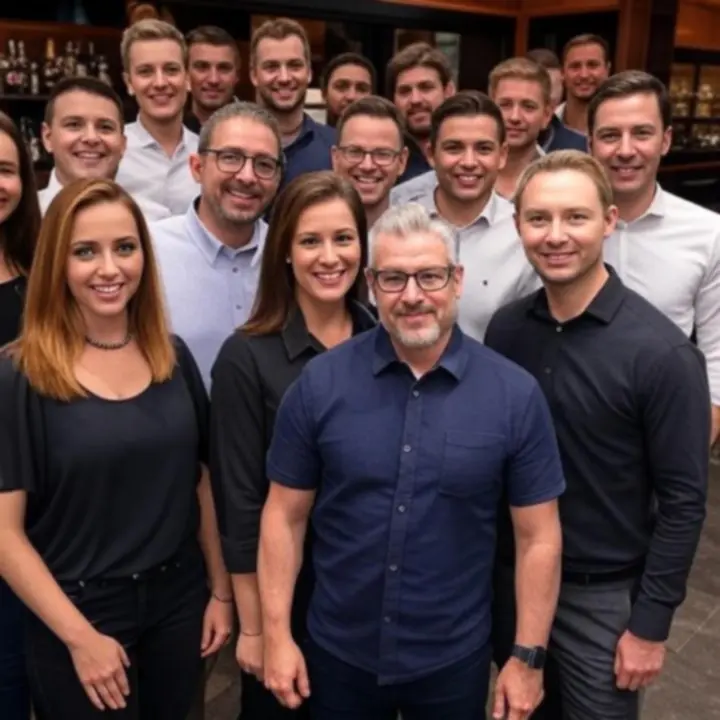 Zespół DeckNightBar pozujący we wnętrzu poker cafe-baru